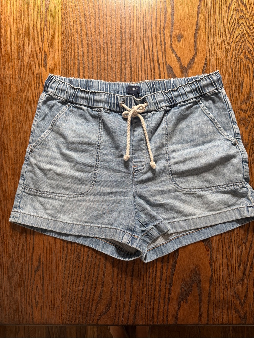 JCrew Light Wash Denim Drawstring High-Waist Shorts 31